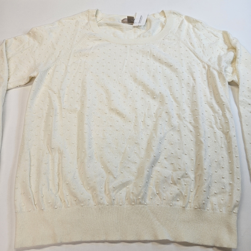 Banana Republic X-Large White Scoopneck Pullover Sweater Cotton Cashmere NWT